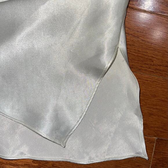 Oscar de la Renta Vintage Pink Label Ivory Satin Logo Sleep Tank Top - Picture 5 of 13